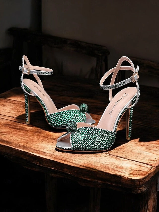 Women's Stiletto Embellished with Rhinestone Heel Sandals