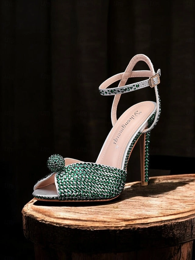 Women's Stiletto Embellished with Rhinestone Heel Sandals