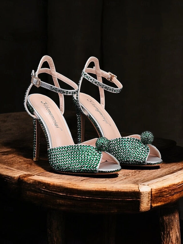 Women's Stiletto Embellished with Rhinestone Heel Sandals