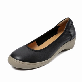 Comfortable Shoes Casual Women Simple Solid Leather Low Wedge Casual Shoes