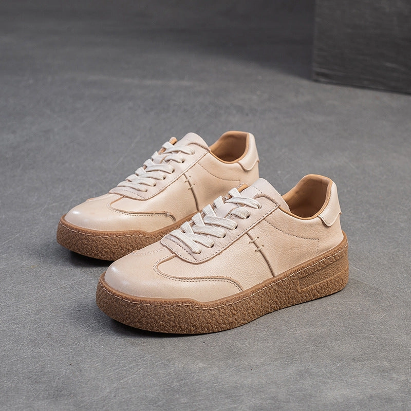 Casual Shoes At Walmart Women Solid Leather Minimliasm Low Wedge Casual Shoes