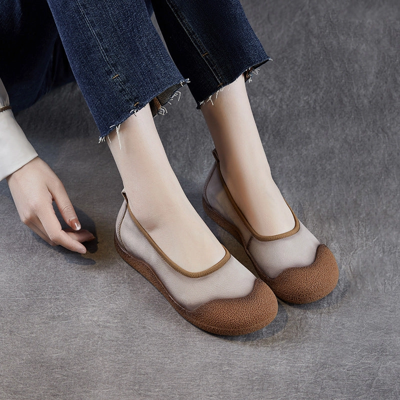 Women Vintage Leather Low Top Casual Flats Casual Shoes With Laces