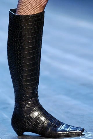 John Galliano for Christian Dior - Black Alligator Embossed Knee High Boots - IT 38 1/2 Lightweight Boots