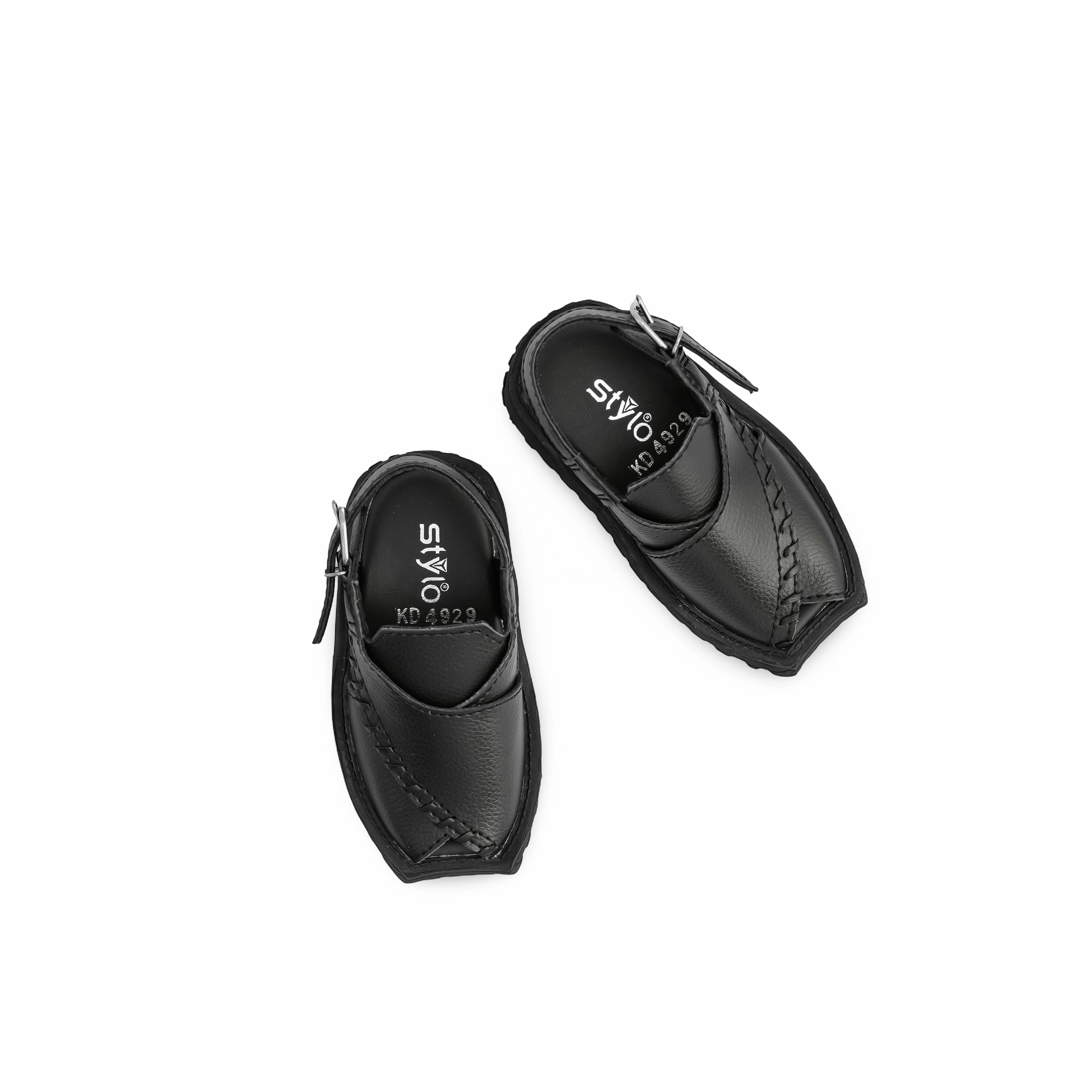 Boys Black Peshawari Chappal KD4929 Custom Sandals