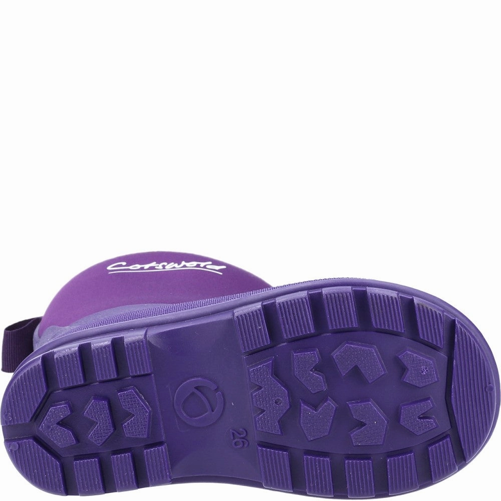 Lightweight Waterproof Shoe Junior Hilly Neoprene Wellingtons Boots Purple