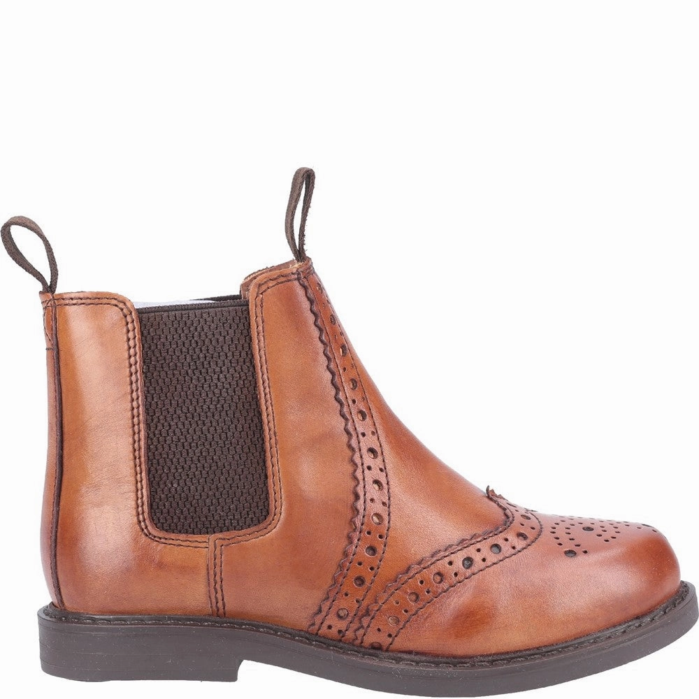 Kids Nympsfield Brogue Pull On Chelsea Boots Tan Anti Slip Work Boots