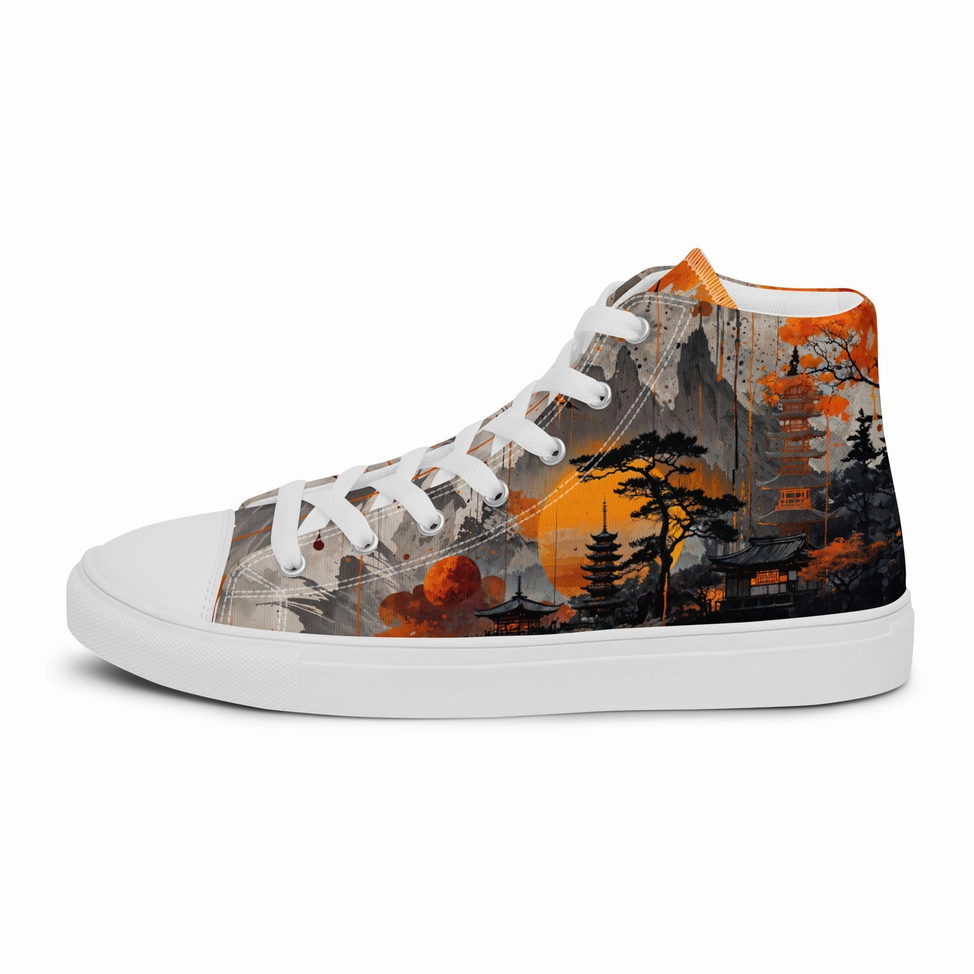 Advantages Of Wearing High Heels Zen Horizon High-Top Canvas Sneakers   Japanese Art-Inspired Footwear