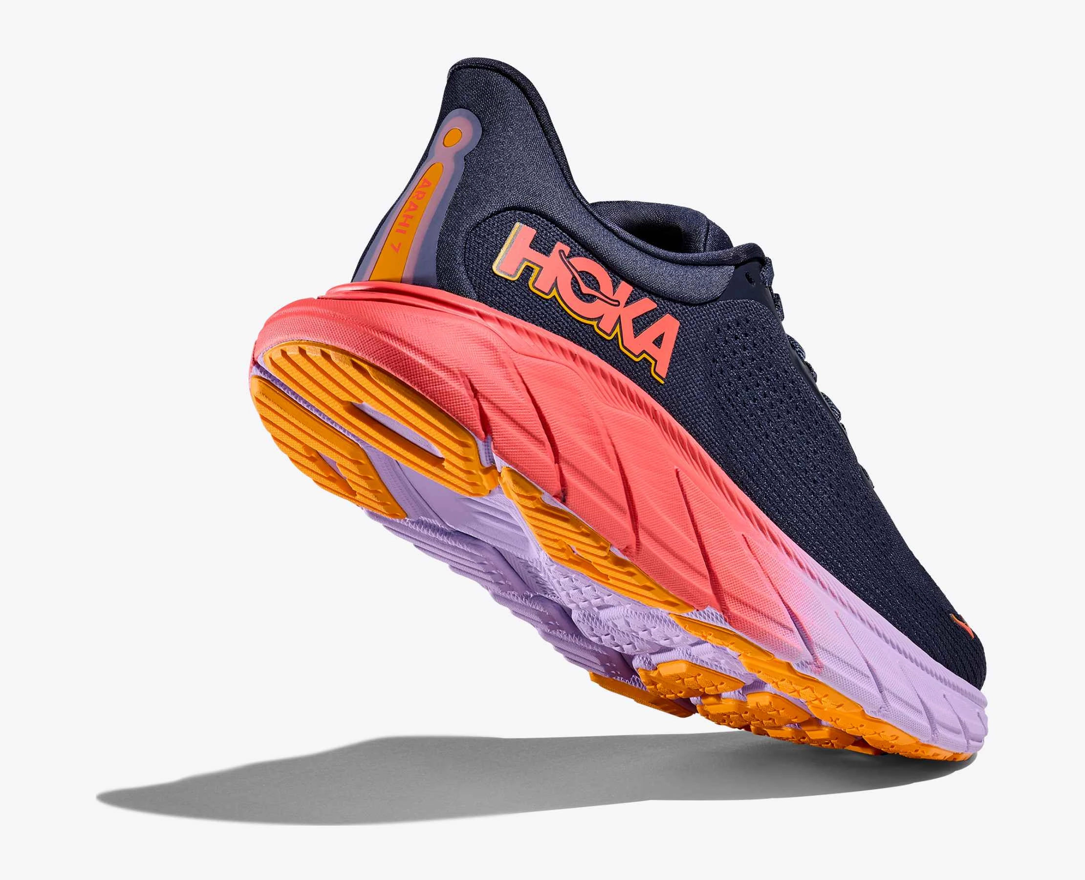 Hoka Arahi 7 Women Cushioned Runing Shoes, Nautical Dusk/Varsity Navy The Opposite Of Flat Shoes