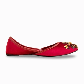Flat Shoes Older Maroon Fancy Women Khusa EC8558