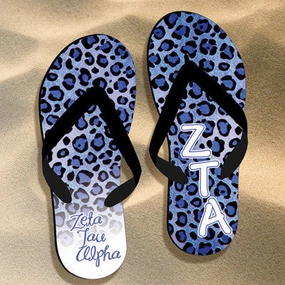 Zeta Tau Alpha Cheetah Print Flip Flops - SBL100 - SUB Flip Flops Cork